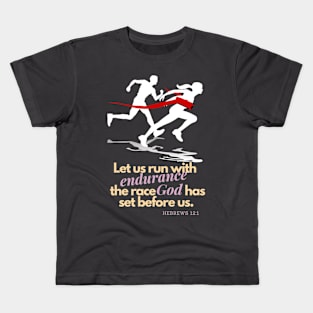 Hebrews 12 running Kids T-Shirt